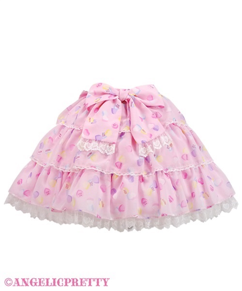 Sugar Hearts Tiered Skirt - Black
