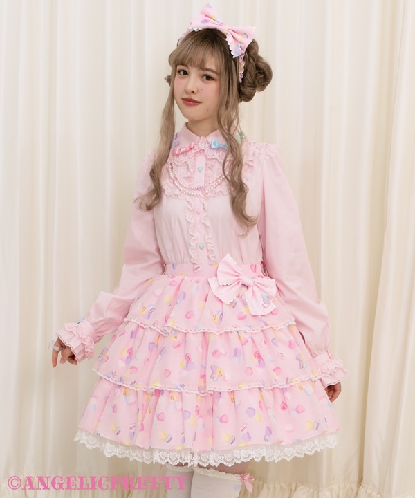 Sugar Hearts Tiered Skirt - Black