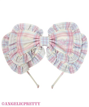 Sugary Tartan Check Headbow - Ivory