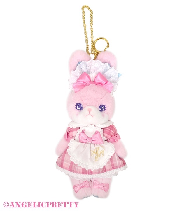 Sugary Tartan Check Lyrical Bunny Charm - Pink