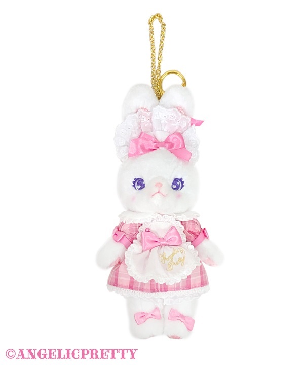Sugary Tartan Check Lyrical Bunny Charm - White