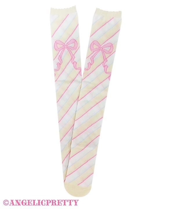 Sugary Tartan Check Over Knee - Ivory