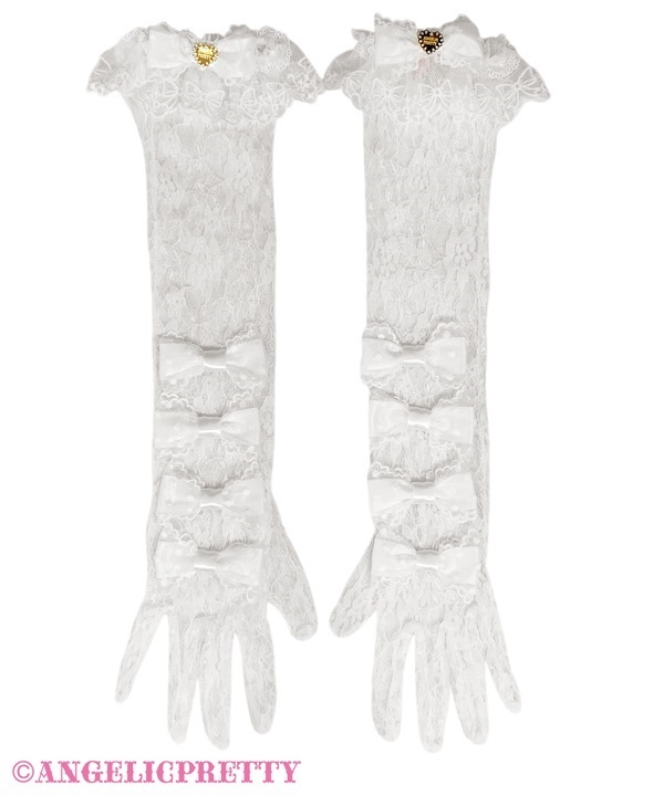 Sweet Actress Long Lace Gloves - White