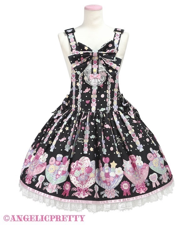 Sweet Candy Bouquet Salopette - Black