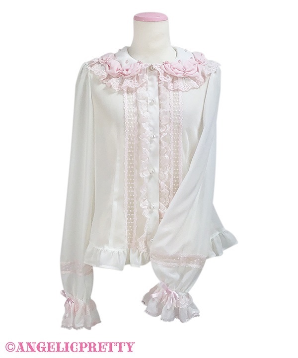 Sweet Cream Blouse - White x Pink