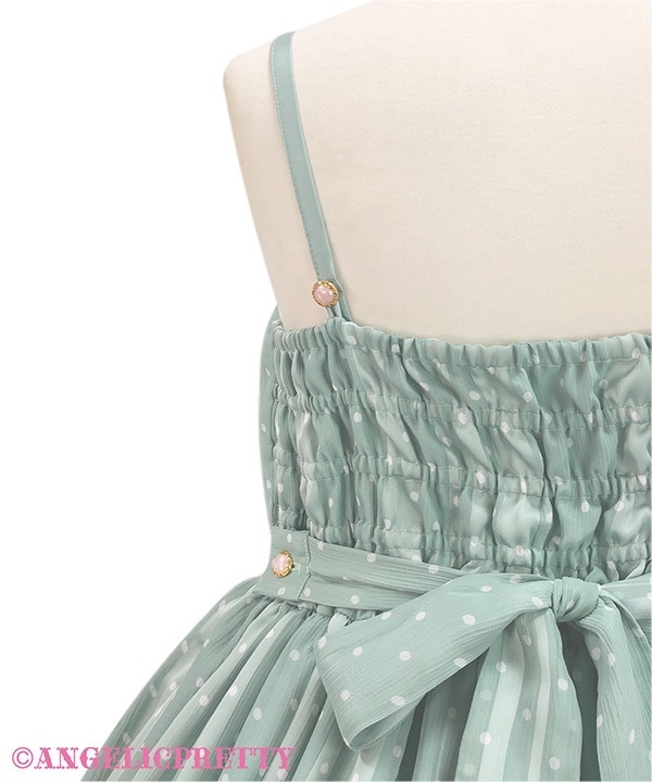 【即購入可】Angelicpretty fancystationary ミント Sweet Dot Chiffon Jumperskirt - Mint [252J08-020686-mt] - $342.00