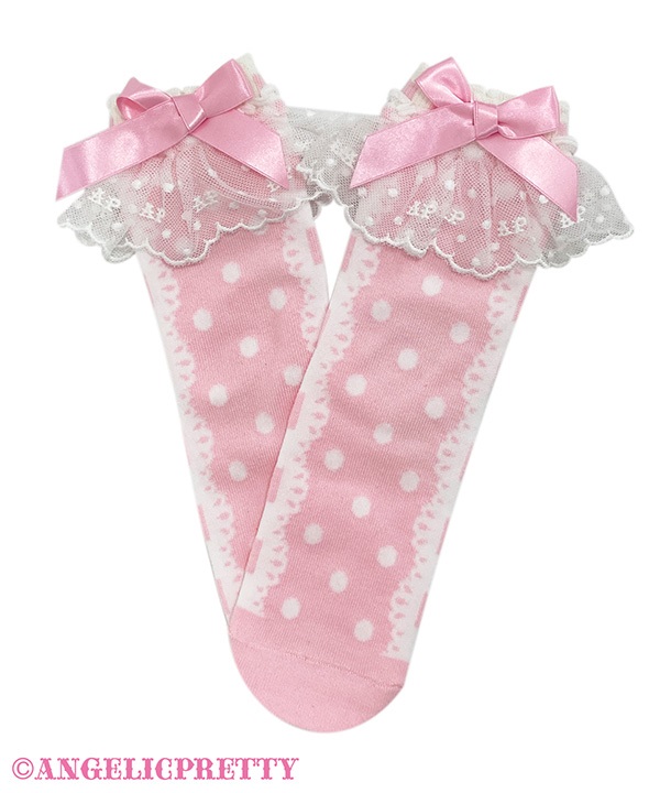 Sweet Dot Crew Socks - Pink