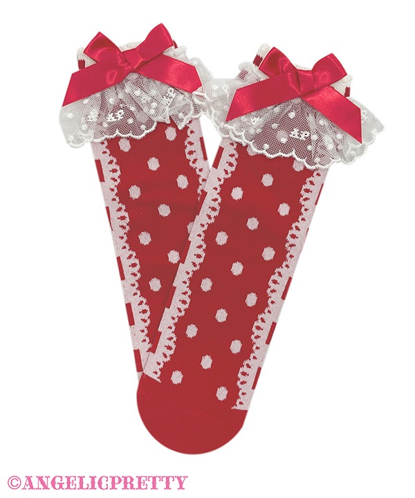 Sweet Dot Crew Socks - Red
