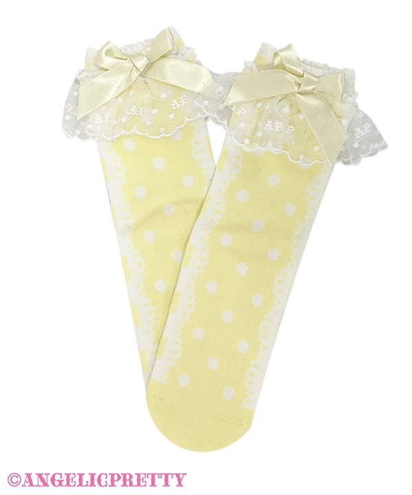 Sweet Dot Crew Socks - Yellow
