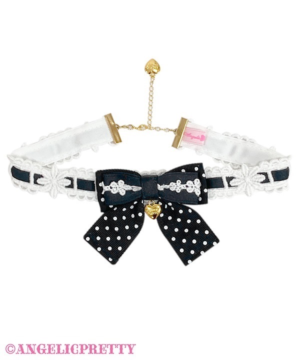 Sweet Dot Ribbon Choker - Black