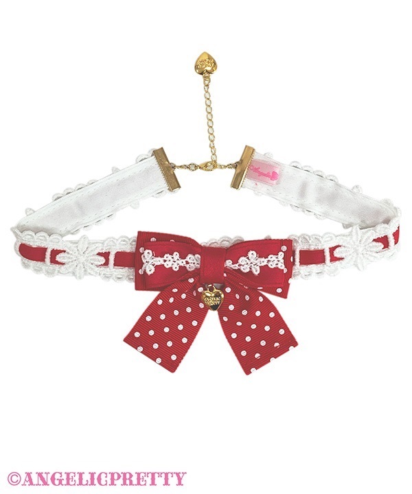Sweet Dot Ribbon Choker - Red