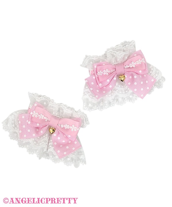 Sweet Dot Ribbon Cuffs - Pink