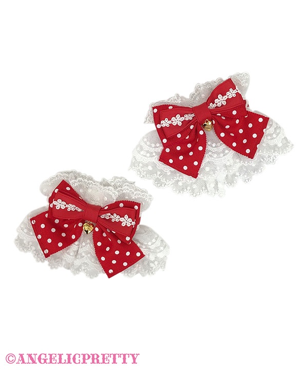 Sweet Dot Ribbon Cuffs - Red