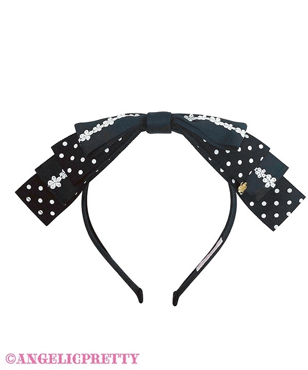 Sweet Dot Ribbon Michelle Headbow - Black