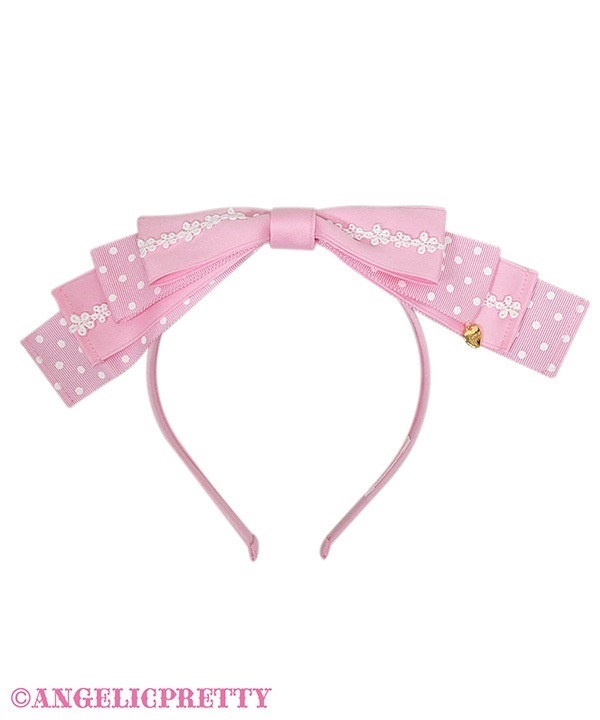 Sweet Dot Ribbon Michelle Headbow - Pink