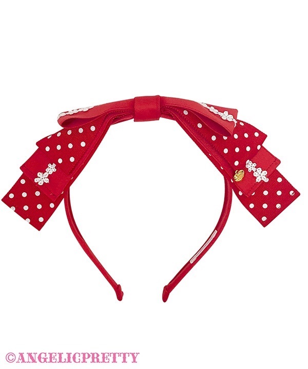 Sweet Dot Ribbon Michelle Headbow - Red