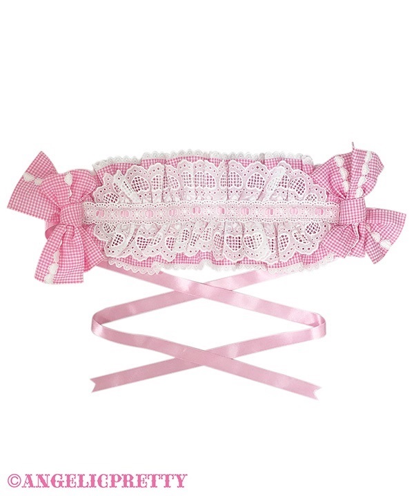 Sweet Frill Headdress (Gingham) - Pink