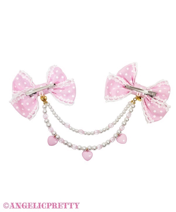 Sweet POP Heart Dot Ribbon Clip - Pink [262KH03-110684-pk