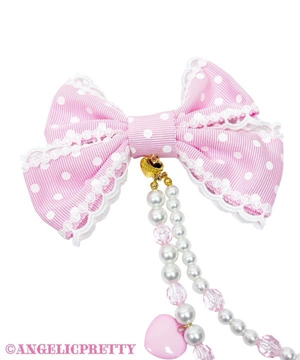 【Yukichi】BRIGITTE dot ribbon clip in Sweet POP Heart Dot Ribbon Clip - Sax [262KH03-110684-sx] - $70.00