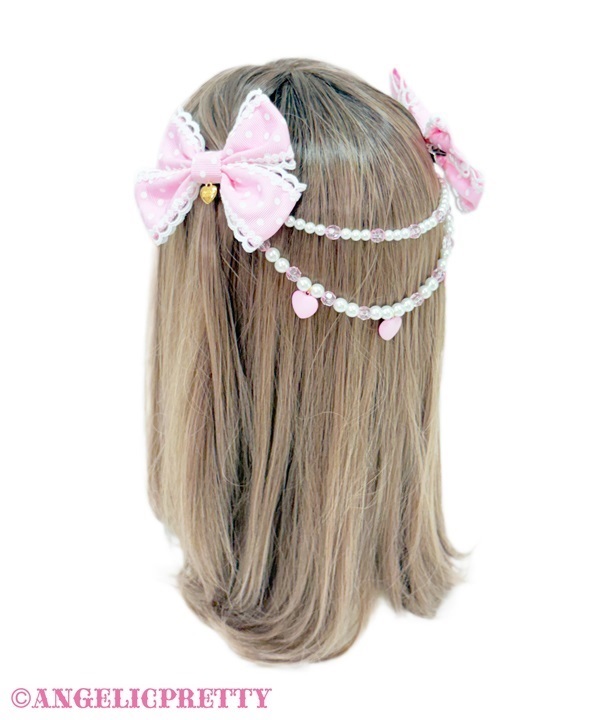 Sweet POP Heart Dot Ribbon Clip - Sax [262KH03-110684-sx] - $70.00