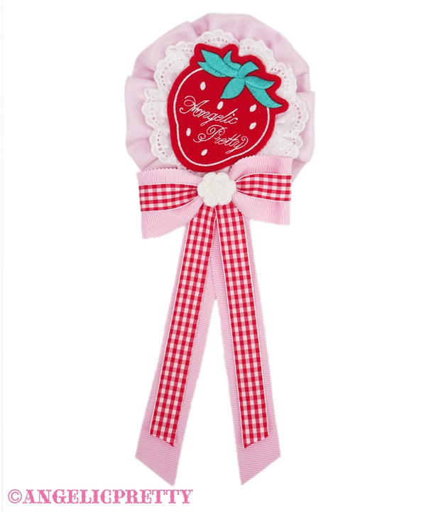 Sweet Starwberry Patch Rosette Brooch - Pink