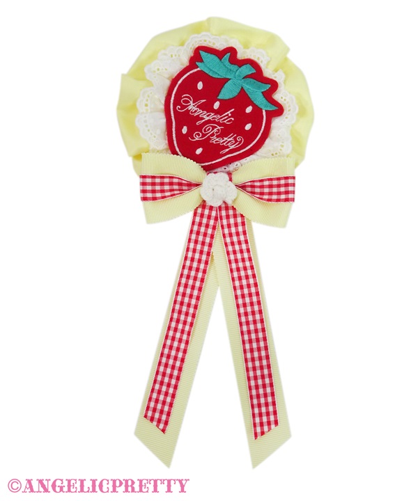 Sweet Starwberry Patch Rosette Brooch - Yellow