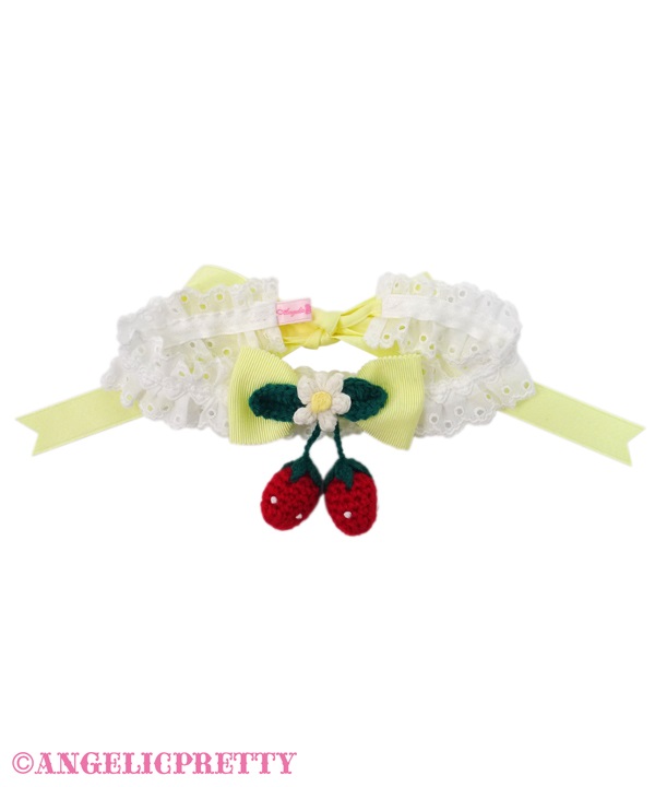 Sweet Strawberry Knitted Choker - Yellow