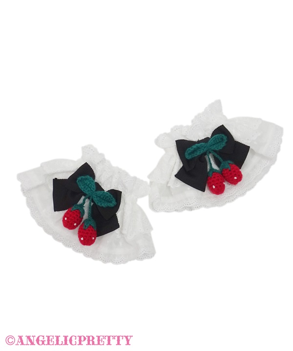Sweet Strawberry Knitted Wristcuffs - Black