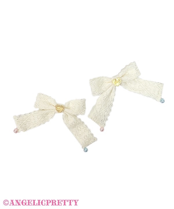 Sweet Torchon Ribbon Clip Set - Ivory