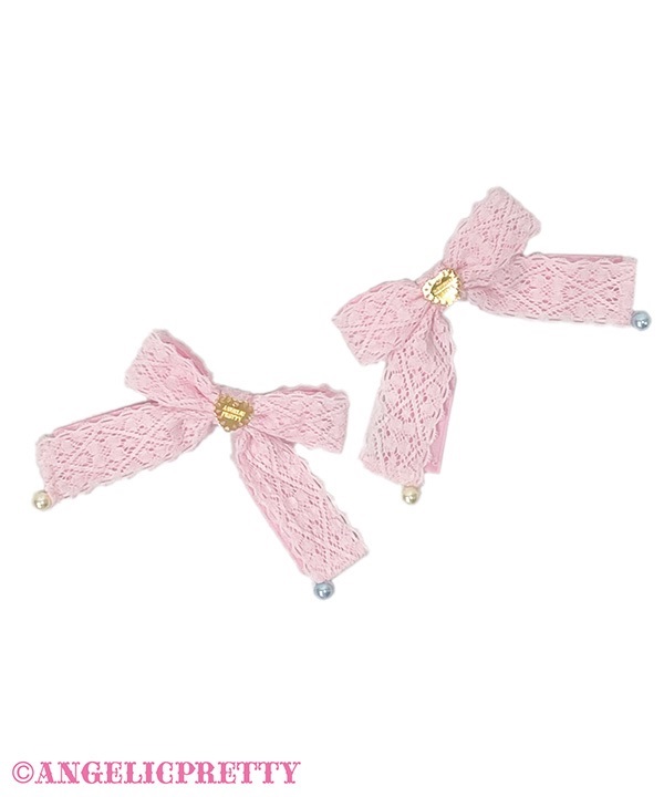 Sweet Torchon Ribbon Clip Set - Pink
