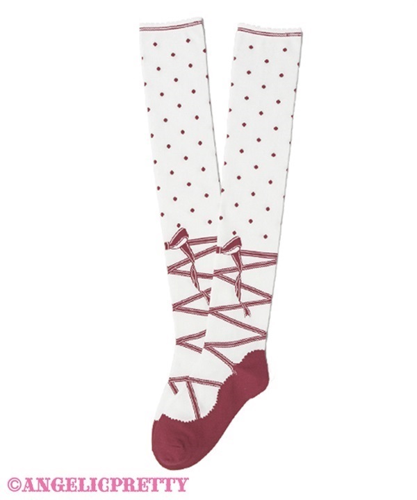 Toe Shoes Over Knee - White x Wine
