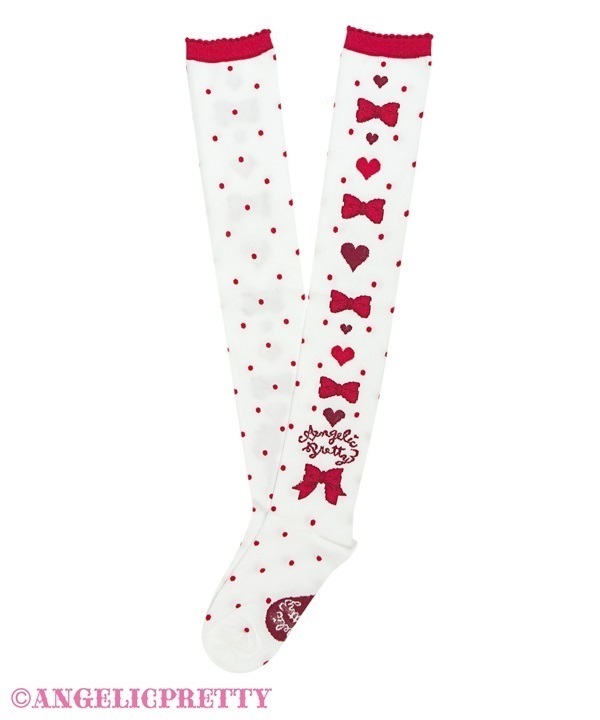 Topping Heart Over Knee - White x Red