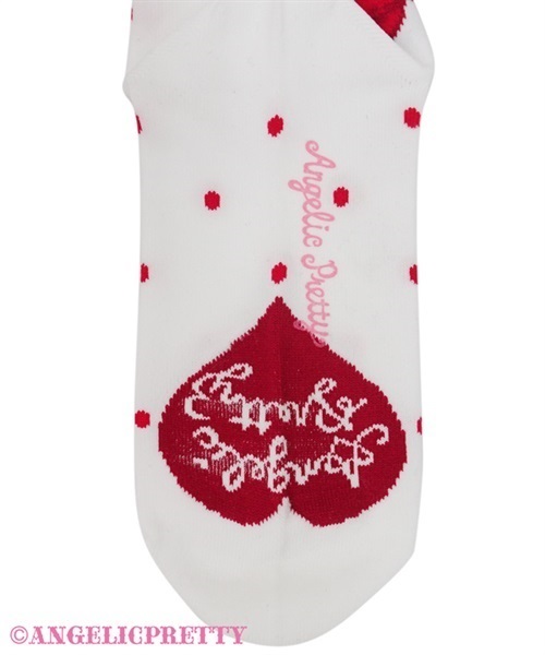 Topping Hearts Crew Socks - White x Pink