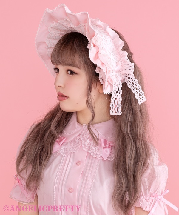 Torchon Lace Brim Headbow - Pink