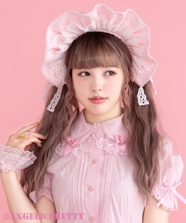 Torchon Lace Brim Headbow - Pink