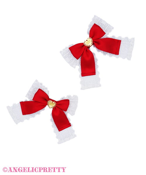 Torchon Lace Ribbon Clip - Red