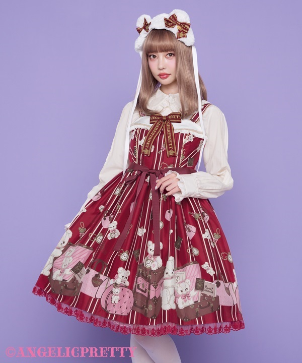 Travel Bear Collared Jumperskirt - Black - Click Image to Close