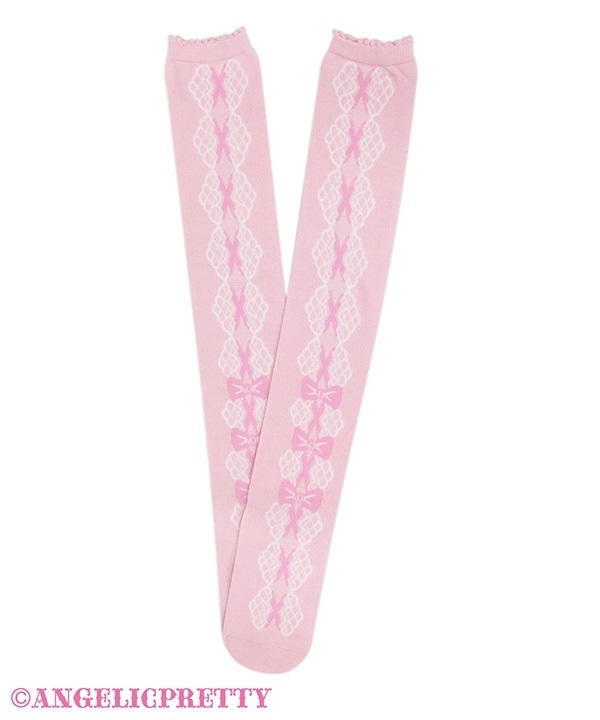 Trio Ribbon Over Knee - Pink x Pink