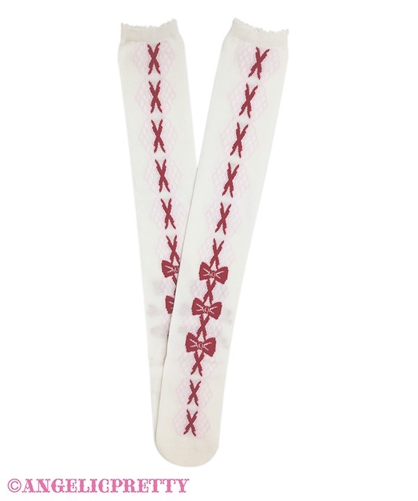 Trio Ribbon Over Knee - White x Red