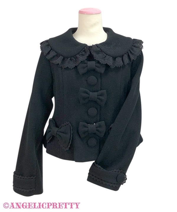 Trio Ribbon Short Coat - Black