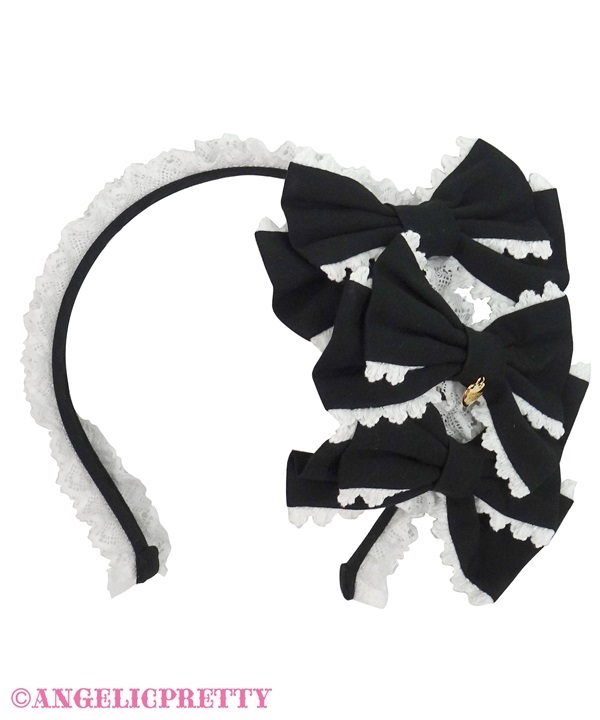 Triple Ribbon Headbow - Black