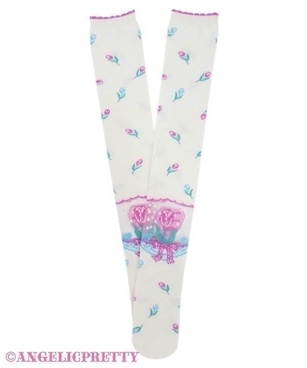 Tulip Bouquet Over Knee - White x Pink