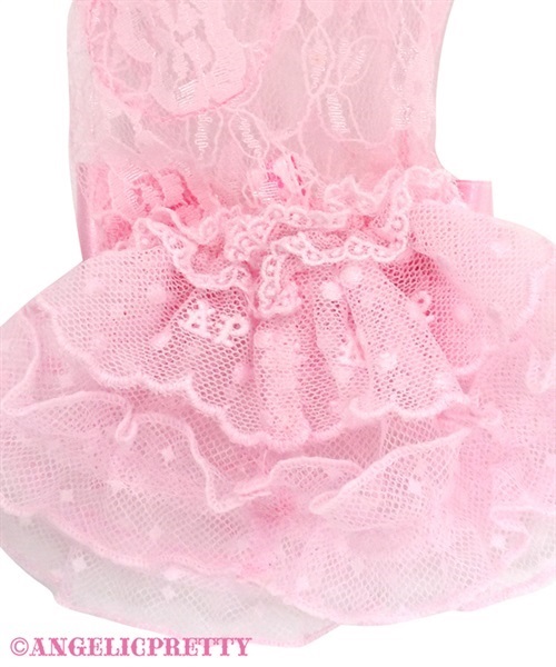 Tulle Frill Lace Gloves - Pink - Click Image to Close