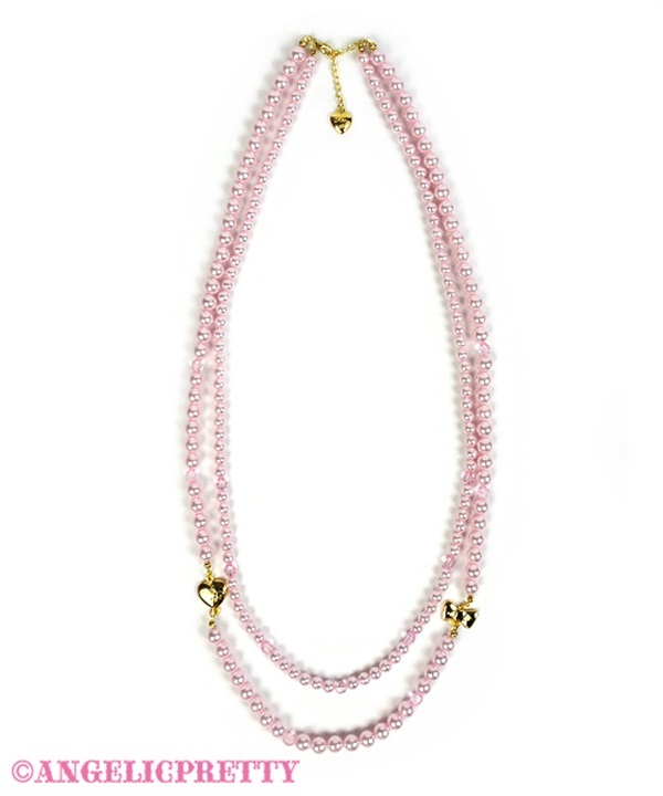 Twin Pearl Necklace - Pink