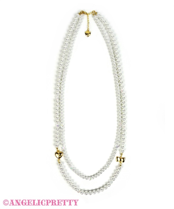 Twin Pearl Necklace - White - Click Image to Close