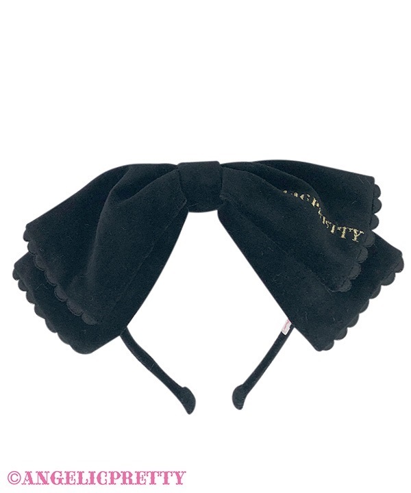Velvet Doll Ribbon Headbow - Black