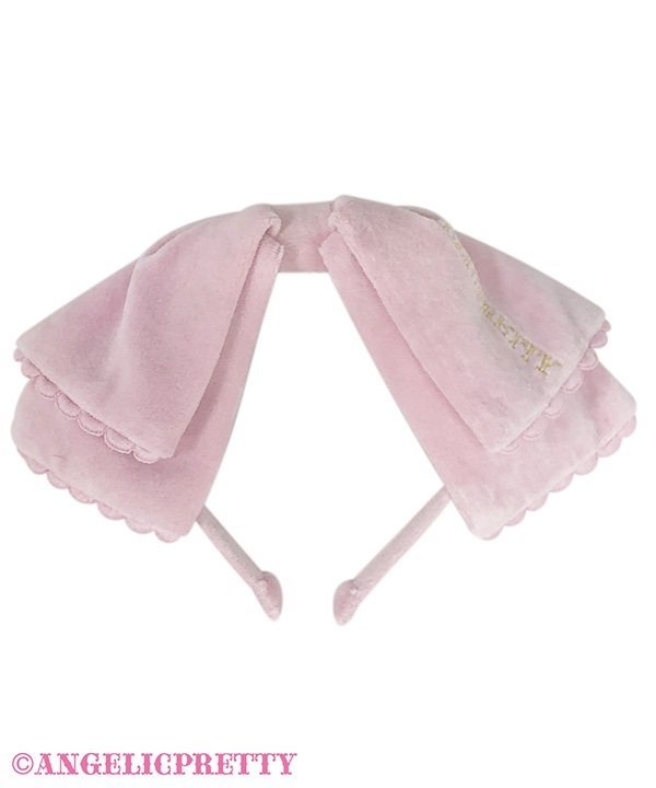 Velvet Doll Ribbon Headbow - Pink