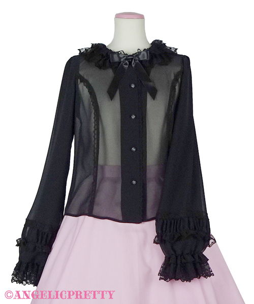 Whip Doll Long Sleeve Blouse - Black