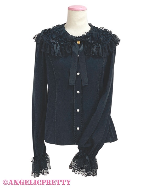 Airy Frill Blouse - Black