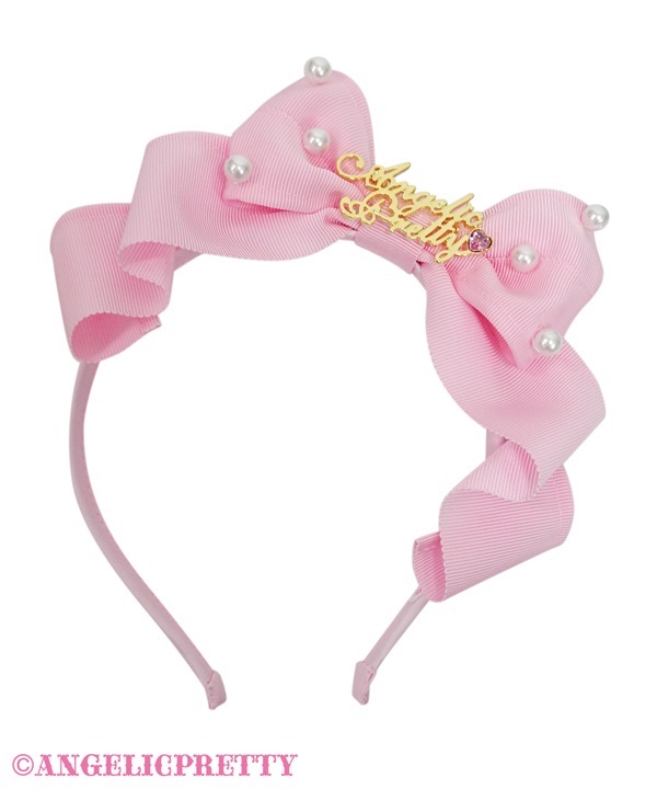 Angelic Plate Grosgrain Ribbon Headbow - Pink